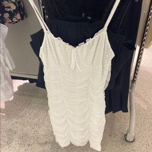 H&M White Ruched Dress